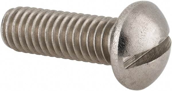Value Collection - 5/16-18 UNC, 1" Length Under Head Slotted Drive Machine Screw - Round Head, Grade 18-8 Stainless Steel, Uncoated, Without Washer - Eagle Tool & Supply