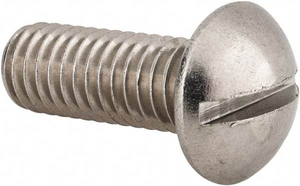 Value Collection - 3/8-16 UNC, 1" Length Under Head Slotted Drive Machine Screw - Round Head, Grade 18-8 Stainless Steel, Uncoated, Without Washer - Eagle Tool & Supply