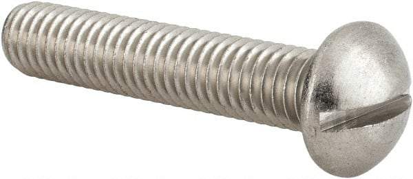 Value Collection - 3/8-16 UNC, 2" Length Under Head Slotted Drive Machine Screw - Round Head, Grade 18-8 Stainless Steel, Uncoated, Without Washer - Eagle Tool & Supply