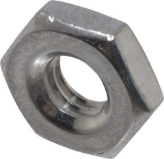 Value Collection - #10-32 UNF Stainless Steel Right Hand Machine Screw Hex Nut - 3/8" Across Flats, 1/8" High, Uncoated - Eagle Tool & Supply