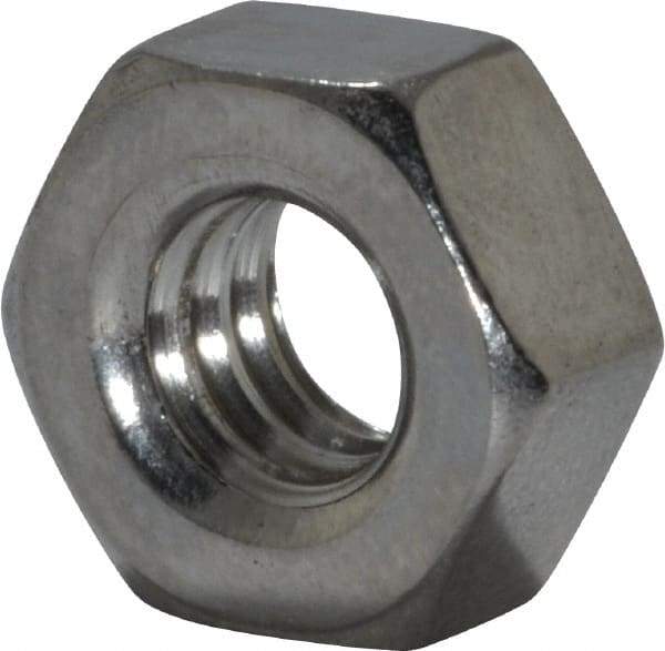 Value Collection - 1/4-20 UNC Stainless Steel Right Hand Hex Nut - 7/16" Across Flats, 7/32" High, Uncoated - Eagle Tool & Supply