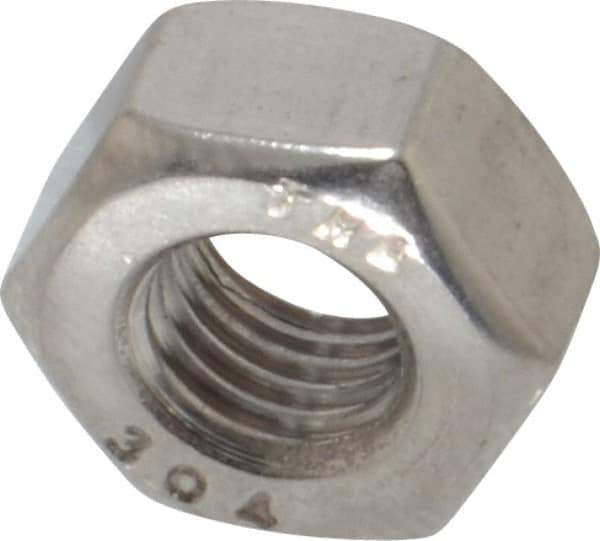 Value Collection - 1/4-28 UNF Stainless Steel Right Hand Hex Nut - 7/16" Across Flats, 7/32" High, Uncoated - Eagle Tool & Supply