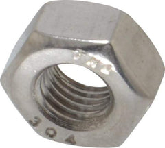 Value Collection - 1/4-28 UNF Stainless Steel Right Hand Hex Nut - 7/16" Across Flats, 7/32" High, Uncoated - Eagle Tool & Supply