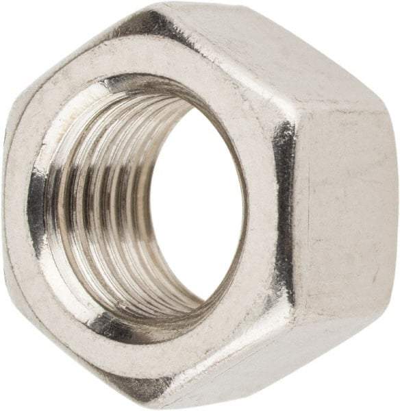 Value Collection - 3/8-24 UNF Stainless Steel Right Hand Hex Nut - 9/16" Across Flats, 21/64" High, Uncoated - Eagle Tool & Supply