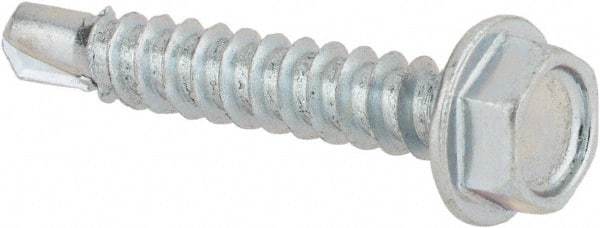 Value Collection - #8, Hex Washer Head, Hex Drive, 1" Length Under Head, #2 Point, Self Drilling Screw - Steel, Zinc-Plated Finish - Eagle Tool & Supply