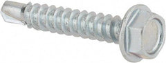 Value Collection - #8, Hex Washer Head, Hex Drive, 1" Length Under Head, #2 Point, Self Drilling Screw - Steel, Zinc-Plated Finish - Eagle Tool & Supply