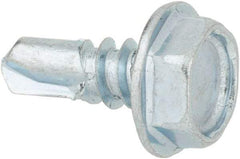 Value Collection - #10, Hex Washer Head, Hex Drive, 1/2" Length Under Head, #2 Point, Self Drilling Screw - Steel, Zinc-Plated Finish - Eagle Tool & Supply