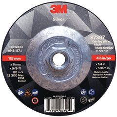 ‎3M Silver Depressed Center Grinding Wheel 87397 T27 Quick Change 4.5″ × 1/4″ × 5/8-11 - Eagle Tool & Supply