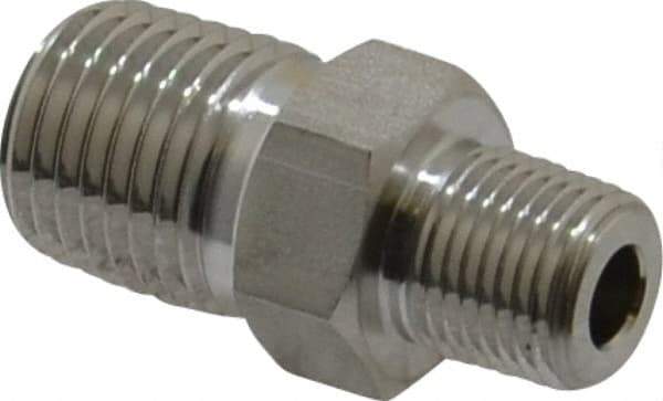 Ham-Let - 1/4 x 1/8" Grade 316 Stainless Steel Pipe Hex Nipple - MNPT End Connections, 7,500 psi - Eagle Tool & Supply
