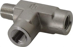 Ham-Let - 1/4" Grade 316 Stainless Steel Pipe Street Tee - MNPT x FNPT x FNPT End Connections, 6,200 psi - Eagle Tool & Supply