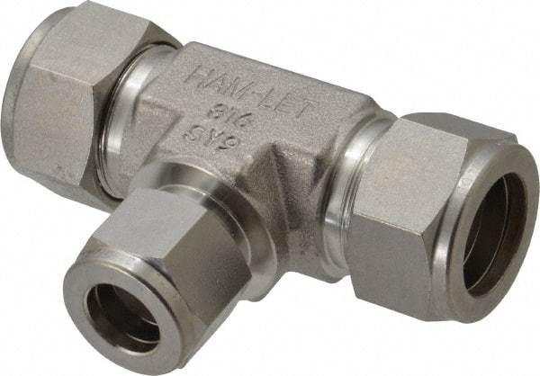 Ham-Let - 3/4 x 3/4 x 1/2" OD, Grade 316Stainless Steel Union Tee - Comp x Comp x Comp Ends - Eagle Tool & Supply
