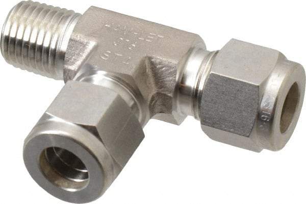 Ham-Let - 3/8" OD, Grade 316Stainless Steel Male Run Tee - Comp x MNPT x Comp Ends - Eagle Tool & Supply