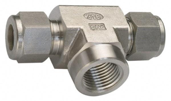 Ham-Let - 3/8" OD, Grade 316Stainless Steel Female Branch Tee - Comp x Comp x FNPT Ends - Eagle Tool & Supply