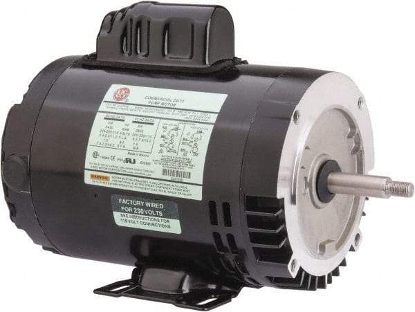 US Motors - 3/4 hp, ODP Enclosure, Auto Thermal Protection, 3,450 RPM, 115/208-230 Volt, 60 Hz, Industrial Electric AC/DC Motor - Size 56J Frame, J-Face/Rem Base Mount, 1 Speed, Ball Bearings, 11.0/5.4-5.5 Full Load Amps, B Class Insulation, CCW Drive End - Eagle Tool & Supply