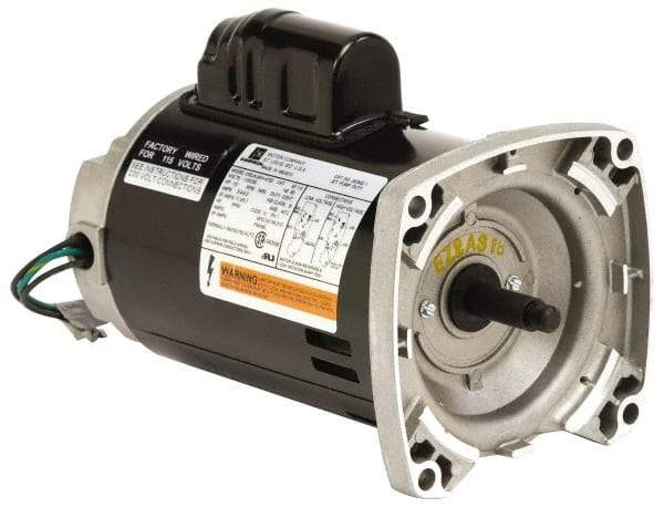 US Motors - 1 hp, ODP Enclosure, Auto Thermal Protection, 3,450 RPM, 115/230 Volt, 60 Hz, Industrial Electric AC/DC Motor - Size 56 Frame, Square Flange Mount, 1 Speed, Ball Bearings, 13.6/6.8 Full Load Amps, B Class Insulation, CCW Drive End - Eagle Tool & Supply