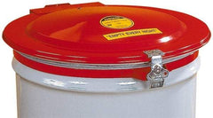 Justrite - 55 Gal, Steel Drum Cover - Hinged Manual-Closing Drum Cover - Eagle Tool & Supply