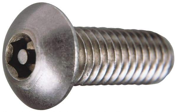 Value Collection - #6-32 UNC Pin In Hex Socket Drive, Button Screw - Grade 18-8 Stainless Steel, Uncoated, 1" Length Under Head - Eagle Tool & Supply