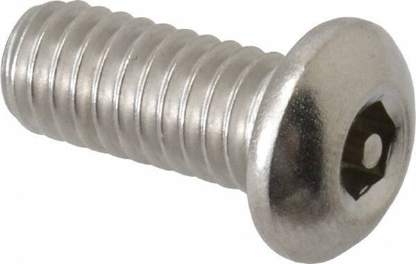 Value Collection - 5/16-18 UNC Pin In Hex Socket Drive, Button Screw - Grade 18-8 Stainless Steel, Uncoated, 3/4" Length Under Head - Eagle Tool & Supply