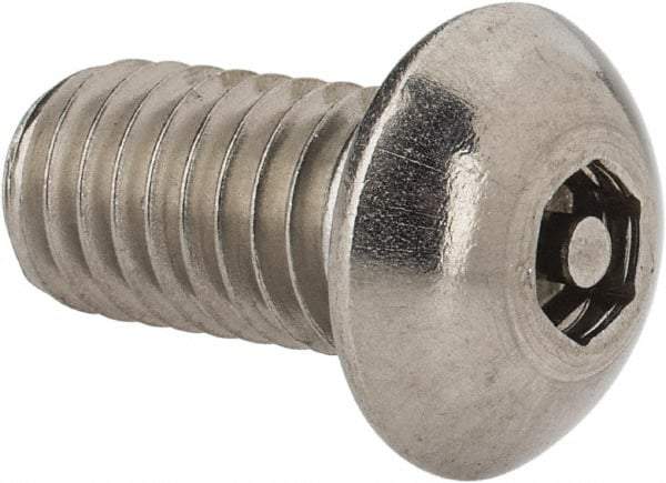 Value Collection - 3/8-16 UNC Pin In Hex Socket Drive, Button Screw - Grade 18-8 Stainless Steel, Uncoated, 3/4" Length Under Head - Eagle Tool & Supply