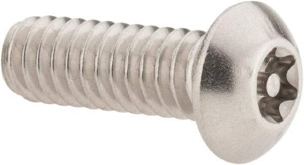 Value Collection - 1/4-20 UNC Pin In Torx Drive, Button Screw - Grade 18-8 Stainless Steel, Uncoated, 3/4" Length Under Head - Eagle Tool & Supply