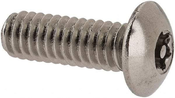 Value Collection - #8-32 UNC Pin In Torx Drive, Button Screw - Grade 18-8 Stainless Steel, Uncoated, 1/2" Length Under Head - Eagle Tool & Supply