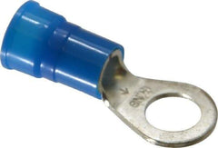 3M - 6 AWG Partially Insulated Crimp Connection Circular Ring Terminal - 3/8" Stud, Copper Contact - Eagle Tool & Supply