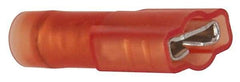3M - 22 to 18 AWG, Nylon, Fully Insulated, Female Wire Disconnect - 1/4 Inch Wide Tab, Red, RoHS 2011/65/EU Compliant - Eagle Tool & Supply