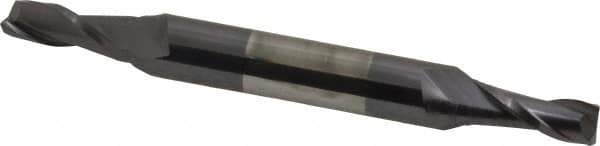 Atrax - 1/4", 5/8" LOC, 3/8" Shank Diam, 3-1/2" OAL, 2 Flute, Solid Carbide Square End Mill - Double End, AlTiN Finish, Spiral Flute, 30° Helix, Centercutting, Right Hand Cut - Eagle Tool & Supply