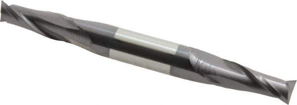 Atrax - 5/16", 3/4" LOC, 3/8" Shank Diam, 3-1/2" OAL, 2 Flute, Solid Carbide Square End Mill - Double End, AlTiN Finish, Spiral Flute, 30° Helix, Centercutting, Right Hand Cut - Eagle Tool & Supply