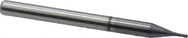 Atrax - 1/32", 5/64" LOC, 1/8" Shank Diam, 1-1/2" OAL, 4 Flute, Solid Carbide Square End Mill - Single End, AlTiN Finish, Spiral Flute, 30° Helix, Centercutting, Right Hand Cut, Right Hand Flute - Eagle Tool & Supply