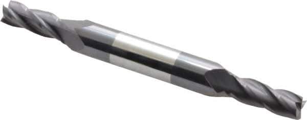 Atrax - 9/32", 11/16" LOC, 3/8" Shank Diam, 3-1/2" OAL, 4 Flute, Solid Carbide Square End Mill - Double End, AlTiN Finish, Spiral Flute, 30° Helix, Centercutting, Right Hand Cut - Eagle Tool & Supply