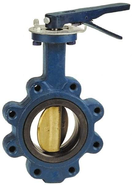 NIBCO - 2-1/2" Pipe, Lug Butterfly Valve - Lever Handle, Cast Iron Body, EPDM Seat, 200 WOG, Aluminum Bronze Disc, Stainless Steel Stem - Eagle Tool & Supply