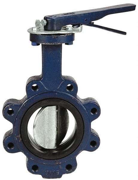 NIBCO - 2" Pipe, Lug Butterfly Valve - Lever Handle, Cast Iron Body, EPDM Seat, 200 WOG, Ductile Iron Disc, Stainless Steel Stem - Eagle Tool & Supply
