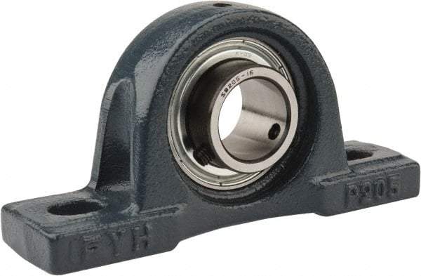 Value Collection - 5-1/2" OALBall Bearing Pillow Block - Cast Iron - Eagle Tool & Supply