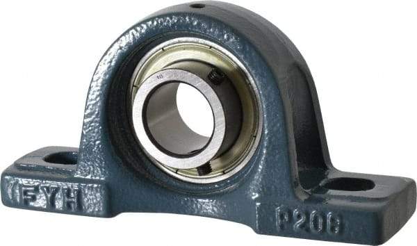 Value Collection - 6-3/16" OALBall Bearing Pillow Block - Cast Iron - Eagle Tool & Supply