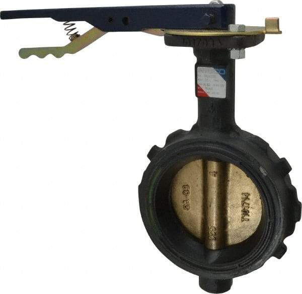 NIBCO - 4" Pipe, Wafer Butterfly Valve - Lever Handle, Ductile Iron Body, Buna-N Seat, 200 WOG, Aluminum Bronze Disc, Stainless Steel Stem - Eagle Tool & Supply