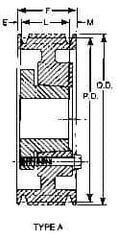 Browning - 1/2 to 2 Bore Diam, 6.95" Outside Diam, QD Bushed V Belt Sheave - 6.2 A Diam Belt Pitch - Eagle Tool & Supply