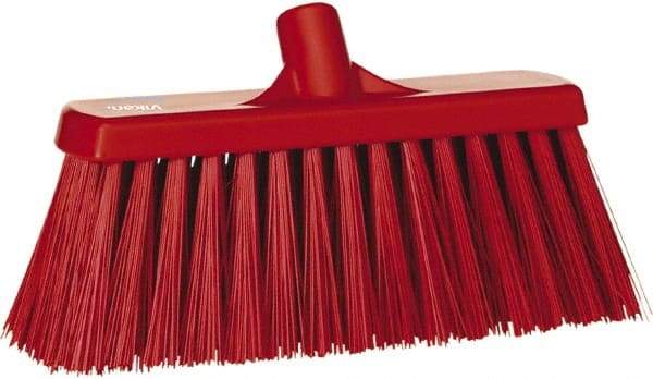 Vikan - 12" Heavy Duty Synthetic Push Broom - 2" Bristle Length, Plastic Block, European Threaded Handle Connection - Eagle Tool & Supply