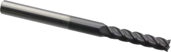 Accupro - 7/32", 1" LOC, 1/4" Shank Diam, 3" OAL, 4 Flute, Solid Carbide Square End Mill - Single End, AlTiN Finish, Spiral Flute, 40° Helix, Centercutting, Right Hand Cut, Right Hand Flute - Eagle Tool & Supply
