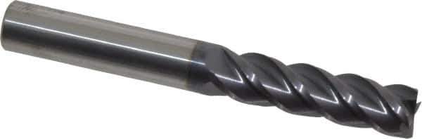 Accupro - 3/8", 1-3/8" LOC, 3/8" Shank Diam, 3" OAL, 4 Flute, Solid Carbide Square End Mill - Single End, AlTiN Finish, Spiral Flute, 40° Helix, Centercutting, Right Hand Cut, Right Hand Flute - Eagle Tool & Supply