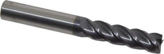 Accupro - 3/8", 1-3/8" LOC, 3/8" Shank Diam, 3" OAL, 4 Flute, Solid Carbide Square End Mill - Single End, AlTiN Finish, Spiral Flute, 40° Helix, Centercutting, Right Hand Cut, Right Hand Flute - Eagle Tool & Supply