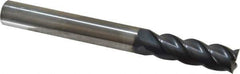 Accupro - 7/16", 1-3/8" LOC, 7/16" Shank Diam, 4" OAL, 4 Flute, Solid Carbide Square End Mill - Single End, AlTiN Finish, Spiral Flute, 40° Helix, Centercutting, Right Hand Cut, Right Hand Flute - Eagle Tool & Supply