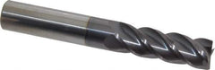Accupro - 1/2", 1-1/2" LOC, 1/2" Shank Diam, 3-1/2" OAL, 4 Flute, Solid Carbide Square End Mill - Single End, AlTiN Finish, Spiral Flute, 40° Helix, Centercutting, Right Hand Cut, Right Hand Flute - Eagle Tool & Supply