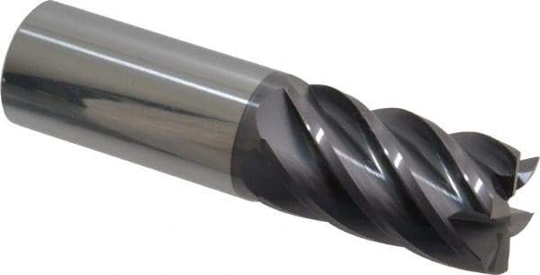 Accupro - 1", 1-3/4" LOC, 1" Shank Diam, 4" OAL, 6 Flute, Solid Carbide Square End Mill - Single End, AlTiN Finish, Spiral Flute, 40° Helix, Centercutting, Right Hand Cut, Right Hand Flute - Eagle Tool & Supply