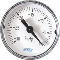 Wika - 1-1/2" Dial, 1/8 Thread, 30-0 Scale Range, Pressure Gauge - Center Back Connection Mount, Accurate to 3-2-3% of Scale - Eagle Tool & Supply