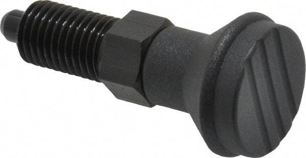 Gibraltar - M12x1.5, 17mm Thread Length, 6mm Plunger Diam, Knob Handle Indexing Plunger - Plunger Style A, 20mm Body Length, 56mm OAL, Steel - Eagle Tool & Supply