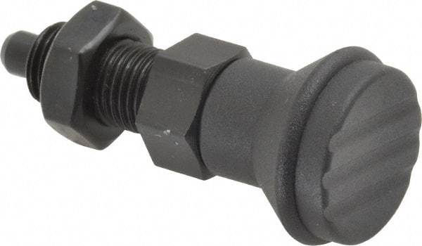 Gibraltar - 3/8-24, 15mm Thread Length, 5mm Plunger Diam, Knob Handle Indexing Plunger - Plunger Style B, 17mm Body Length, 47mm OAL, Steel - Eagle Tool & Supply