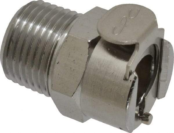 CPC Colder Products - 3/8 NPT Brass, Quick Disconnect, Valved Coupling Body - 250 Max psi, -40 to 180°F, 1.14" OAL x 0.89" Overall Height, Chrome Plated - Eagle Tool & Supply