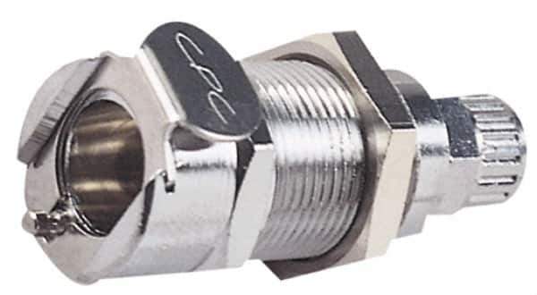 CPC Colder Products - PTF Brass, Quick Disconnect, Valved Panel Mount Coupling Body - 250 Max psi, -40 to 180°F, 1.87" OAL x 0.89" Overall Height, Chrome Plated - Eagle Tool & Supply
