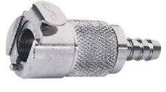 CPC Colder Products - 3/8" Inside Tube Diam, Brass, Quick Disconnect, Hose Barb Valved Inline Coupling Body - 250 Max psi, -40 to 180°F, 2" OAL x 0.89" Overall Height, Chrome Plated - Eagle Tool & Supply